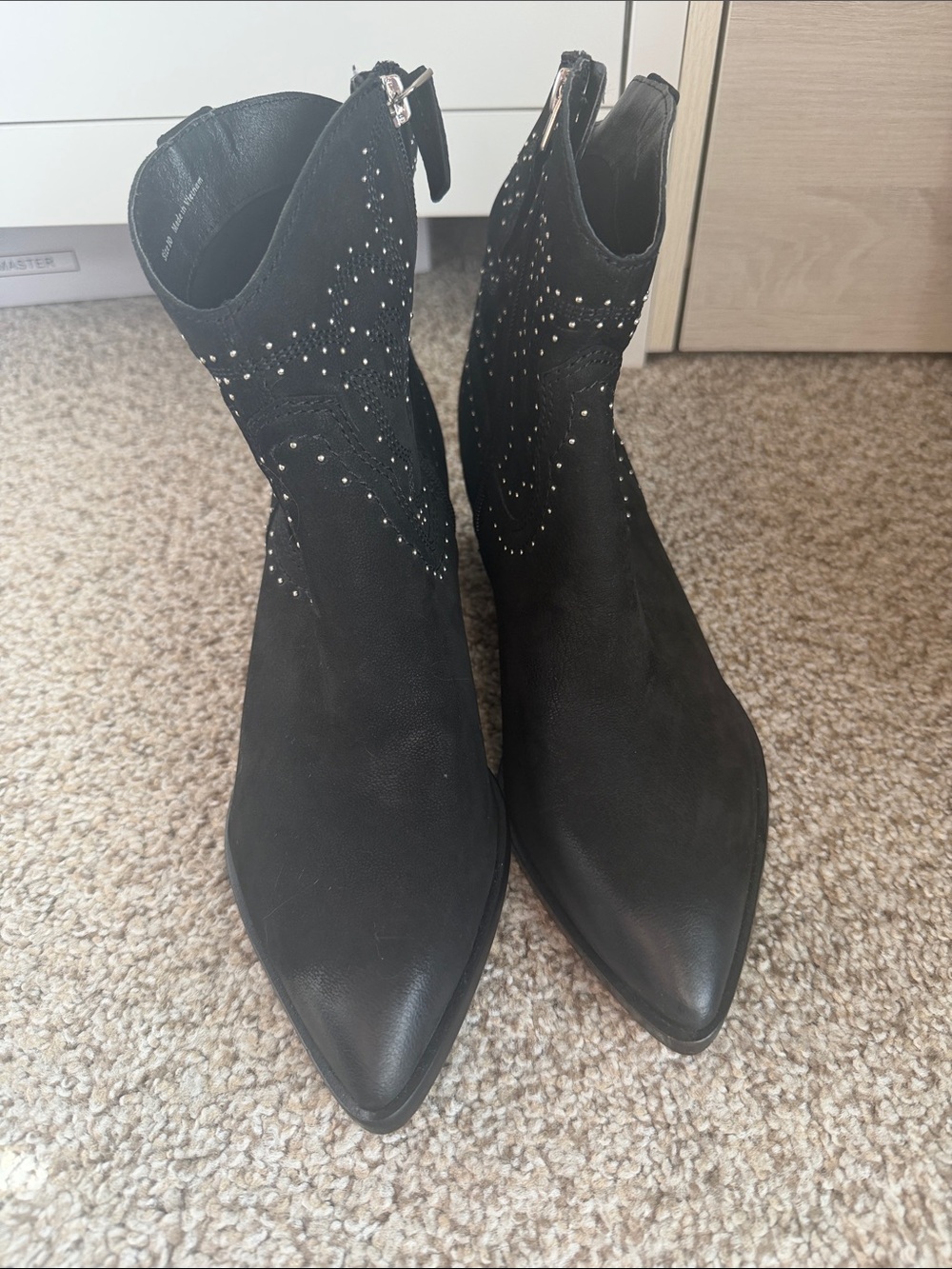 Dolce Vita Black Pointed-Toe Studded Ankle Booties